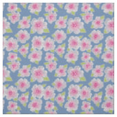 Graurosa Blüte unter blauem Hintergrund Stoff (Muster)