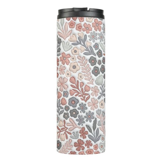 Graurosa Boho Blume 3D-Effekt Mama Thermosbecher (Rückseite)