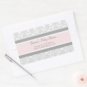Graurosa Damask Baby Dusche Pflegeaufkleber Rechteckiger Aufkleber (Umschlag)