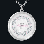 Graurosa Doppelmonogramm-Elegant Versilberte Kette<br><div class="desc">Monogramm dieses graue und rosa blumenkranz silberne Halskette mit Ihrem Initial und Ihrem Namen. Eine tolle Geschenkidee für Brautjungfrau,  Freunde,  Familie oder eine für sich selbst.</div>