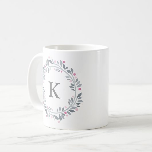 Graurosa Floral Monogramm Kaffeetasse (Vorderseite Links)