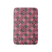 Graurosa geometrisch kariertes Muster mit Blume Badematte (Vorderseite Vertikal)