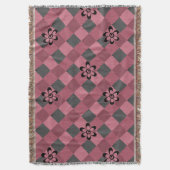 Graurosa geometrisch kariertes Muster mit Blume Decke (Vorderseite Vertikal)