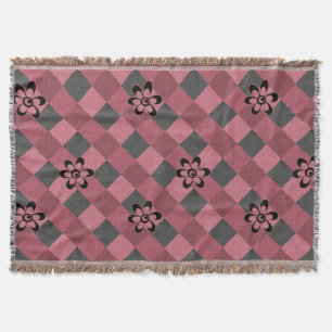 Graurosa geometrisch kariertes Muster mit Blume Decke