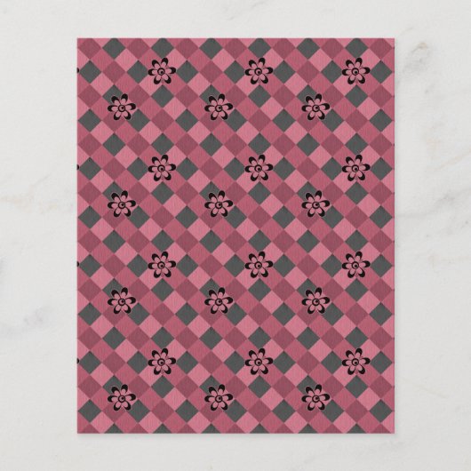 Graurosa geometrisch kariertes Muster mit Blume Flyer (Vorne)