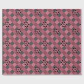 Graurosa geometrisch kariertes Muster mit Blume Geschenkpapier (Flach)