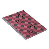 Graurosa geometrisch kariertes Muster mit Blume Notizblock (Rechte Seite)