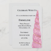 Graurosa Gold Unicorn Geburtstag Einladung (Vorne/Hinten)