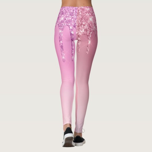 Graurosa Goldgold und lila Tropfen des Glitzer Leggings (Rückseite)