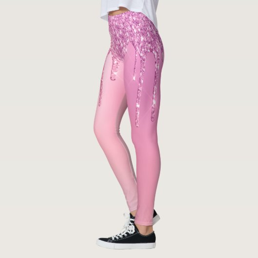 Graurosa Goldgold und lila Tropfen des Glitzer Leggings (Links)