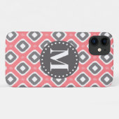 Graurosa Ikat-Mod-Muster mit Monogramm Case-Mate iPhone Hülle (Rückseite (Horizontal))