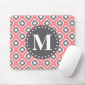 Graurosa Ikat-Mod-Muster mit Monogramm Mousepad (Mit Mouse)