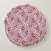 Graurosa Kardinal Vögel Personalisiert Monogram Rundes Kissen (Rückseite)