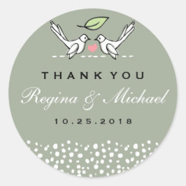 Graurosa Liebesvögel Doodle Gastgeschenk Hochzeit  Runder Aufkleber