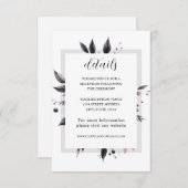 Graurosa Moderne Blumenrahmen-Hochzeit Begleitkarte (Vorne/Hinten)