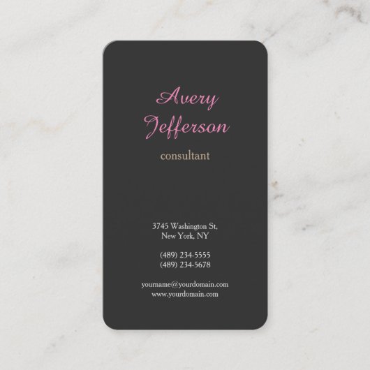 Graurosa Modernes Minimalistisches Beruflich Visitenkarte (Vorderseite)