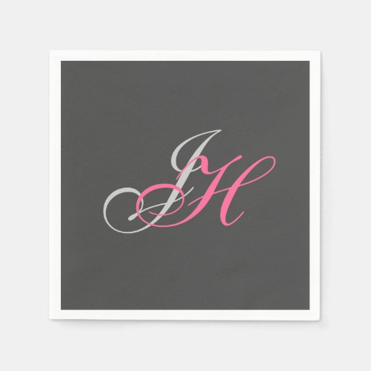 Graurosa Monogram Einfach Schlichtes Cstom Serviette (Vorderseite)