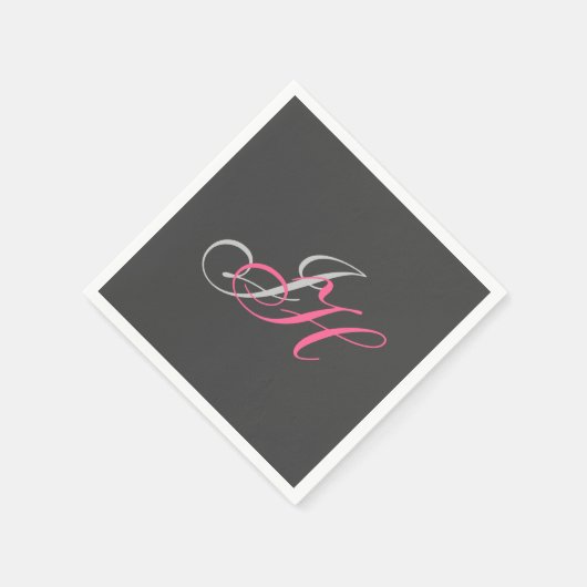 Graurosa Monogram Einfach Schlichtes Cstom Serviette (Ecke)
