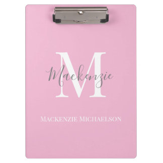 Graurosa Personalisierter Monogrammname Klemmbrett