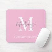 Graurosa Personalisierter Monogrammname Mousepad (Mit Mouse)