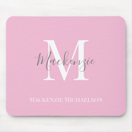 Graurosa Personalisierter Monogrammname Mousepad (Vorne)