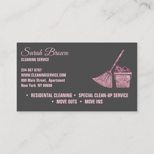 Graurosa Reinigungsdienst Magd Janitorial funkeln Visitenkarte (Rückseite)