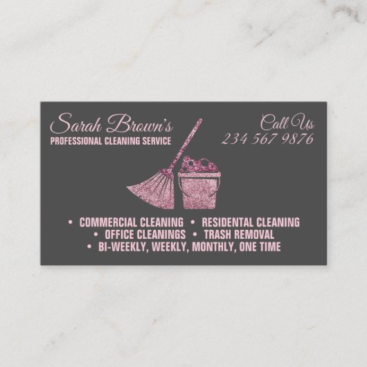 Graurosa Reinigungsdienst Magd Janitorial funkeln Visitenkarte (Vorderseite)