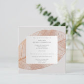 Graurosa Rose Gold Leaf Geburtstagsparty Einladung (Stehend Vorderseite)