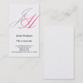 Graurosa rote Monogram Schlichte Visitenkarte (Vorne/Hinten)