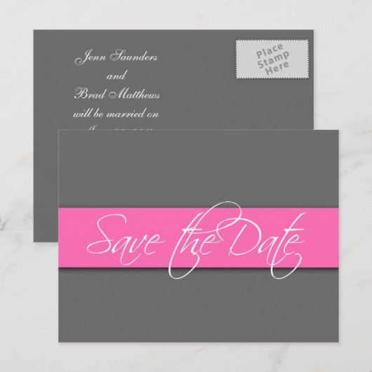 Graurosa Save the Date Postkarte (Vorne/Hinten)