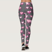 Graurosa tanzende Herzen LOving Paare Valentine Leggings (Rückseite)