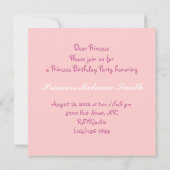 Graurosa Tutu Prinzessin Geburtstagsparty Einladun Einladung (Rückseite)