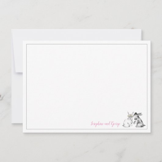 Graurosa und Weißes Hasen Einladung (Vorderseite)