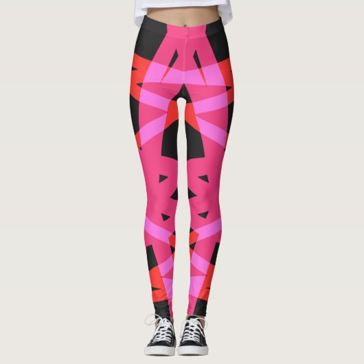 Graurosa Violet Lila Geometric Pattern Gym Yoga Leggings (Vorderseite)