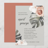 Graurost FLORAL MONSTRERA BRAUTPARTY INVITE Dankeskarte (Vorne/Hinten)