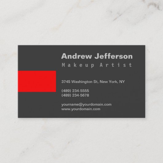 Graurote Beruflich Makeup Artist Business Card Visitenkarte (Vorderseite)