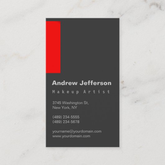 Graurote Beruflich Makeup Artist Business Card Visitenkarte (Vorderseite)