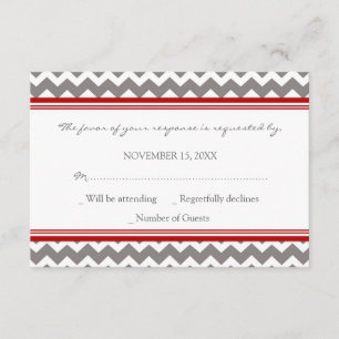 Graurote Zickzack UAWG Wedding Card RSVP Karte