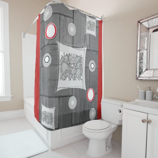 Grauroter Duschvorhang (Beispiel)