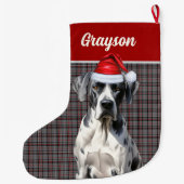 Grauroter Name des großen Dänen, Kariert Personali Großer Weihnachtsstrumpf (Rückseite)