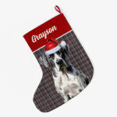 Grauroter Name des großen Dänen, Kariert Personali Großer Weihnachtsstrumpf (Rückseite (Hängend))