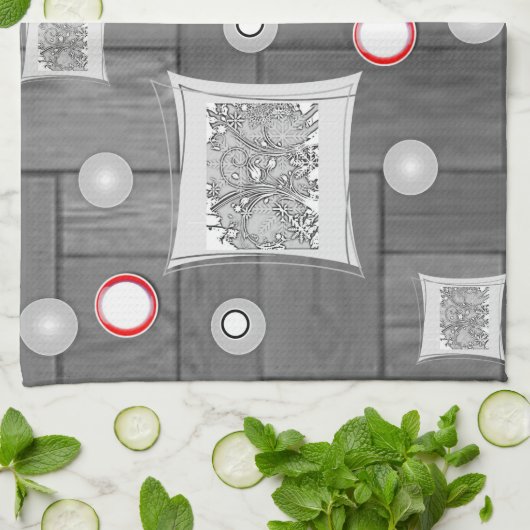 Graurotes Küchenhandtuch Geschirrtuch (Gefaltet)