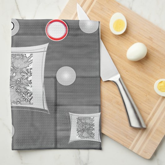 Graurotes Küchenhandtuch Geschirrtuch (Viertel Falte)