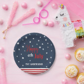 Graurotes, weißes und blaues Party Pappteller (Party)