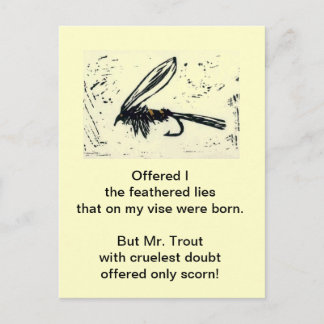 "Grausame Forelle" Postkarte "Gold Ribbed Hare's O