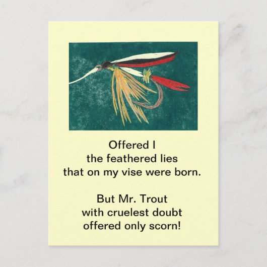 Grausame Forelle Postkarte "Trout Fin" (Vorderseite)