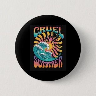Grausamer Sommer Retro-Welle Palmenbaum Urlaub Fer Button