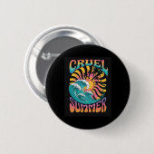 Grausamer Sommer Retro-Welle Palmenbaum Urlaub Fer Button (Vorne & Hinten)