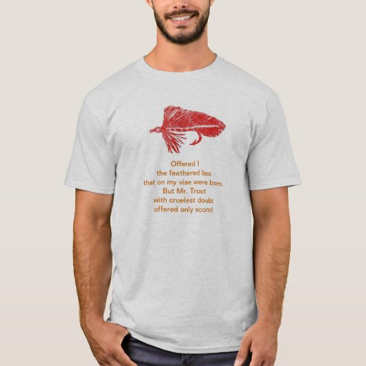 Grausames Trout Gedicht Shirt mit rotem Matuka-Str (Vorderseite)