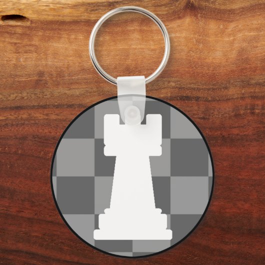 Grauschachbrett Rook Schlüsselanhänger (Vorderseite)